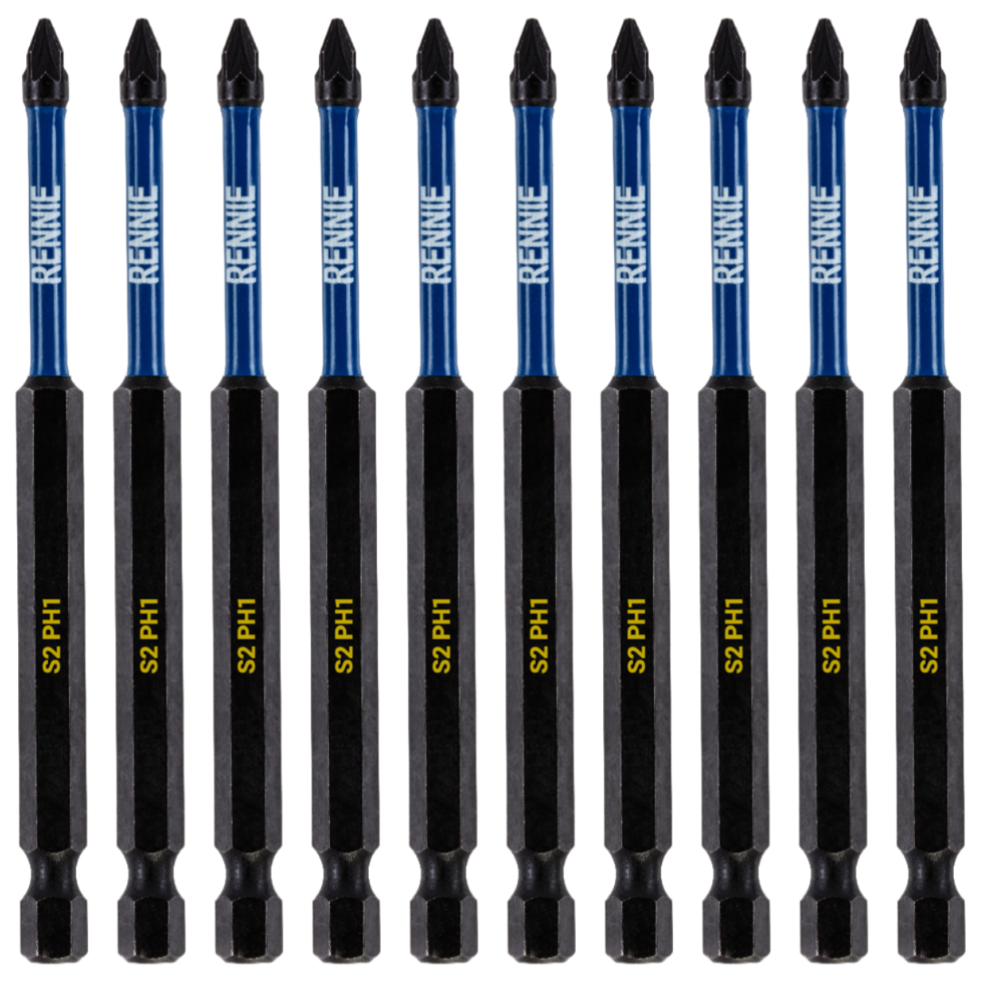 10 Pack PH1 x 100mm Impact Phillips 1 Screwdriver Bits