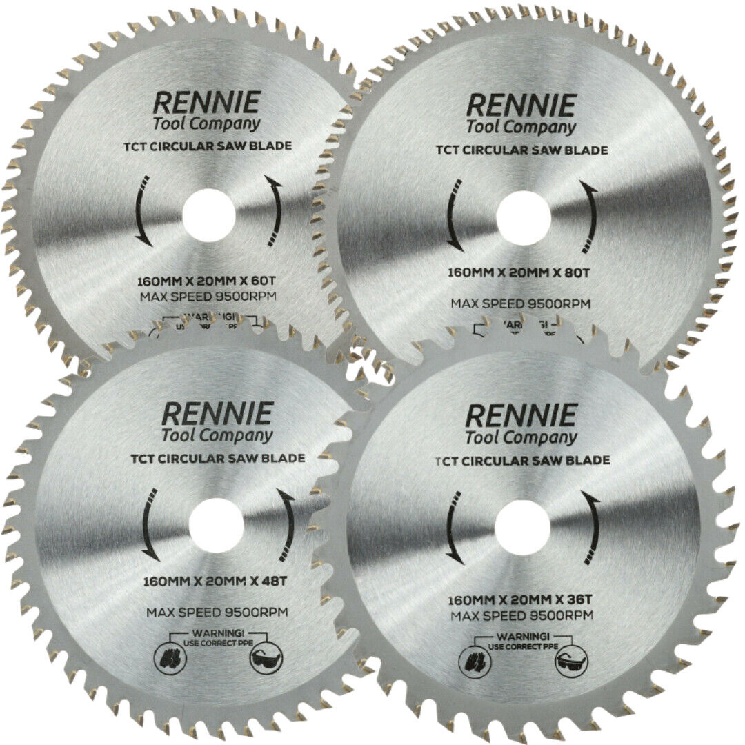 4 Pack 160mm x 36T 48T 60T 80T TCT Circular Blades