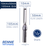 1/2" Shank TCT Straight Flute Router Bit (Sizes 2mm - 18mm)  - Metric Sizes Fits Makita Festool Dewalt Trend Routers