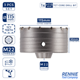 TCT Core Drill Bits Sets With Hex Shank Adapter