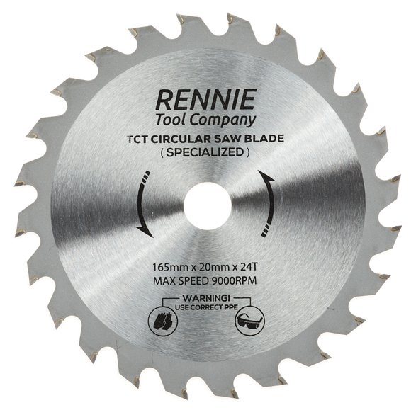 165mm x 24T TCT Cordless Circular Wood Saw Blade With Thin Kerf