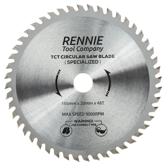 165mm x 48T TCT Cordless Circular Wood Saw Blade With Thin Kerf. Fits Bosch Makita Ryobi Dewalt Circular Saws etc