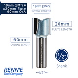 1/2" Shank TCT Straight Flute Router Bit (Sizes 19mm - 50.8mm) - Metric Sizes Fits Makita Festool Dewalt Trend Routers