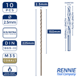 Box Of 10 x DIN1869/3 HSS Cobalt Long Series Jobber Drill Bit