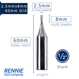 1/2" Shank TCT Straight Flute Router Bit (Sizes 2mm - 18mm)  - Metric Sizes Fits Makita Festool Dewalt Trend Routers