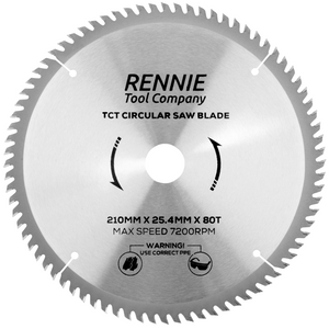 210mm x 25.4mm Bore x 80T TCT Circular Wood Saw Blade