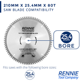 2 Pack - 210mm x 25.4mm Bore x 40T & 80T TCT Circular Wood Saw Blade Fits Evolution Saws & Evolution Rage Saws