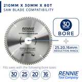 2 Pack - 210mm x 80T TCT Circular Wood Saw Blades