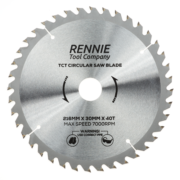 216mm x 40T TCT Circular Wood Saw Blade. Fits Festool Bosch Makita Dewalt Circular Saws Etc