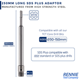 M22 Thread SDS Plus TCT Core Drill Adapters / Extension Bars