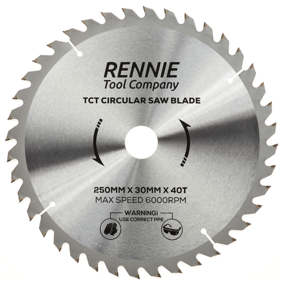 250mm x 40T TCT Circular Wood Saw Blade. Fits Bosch Makita Dewalt Circular Saws Etc