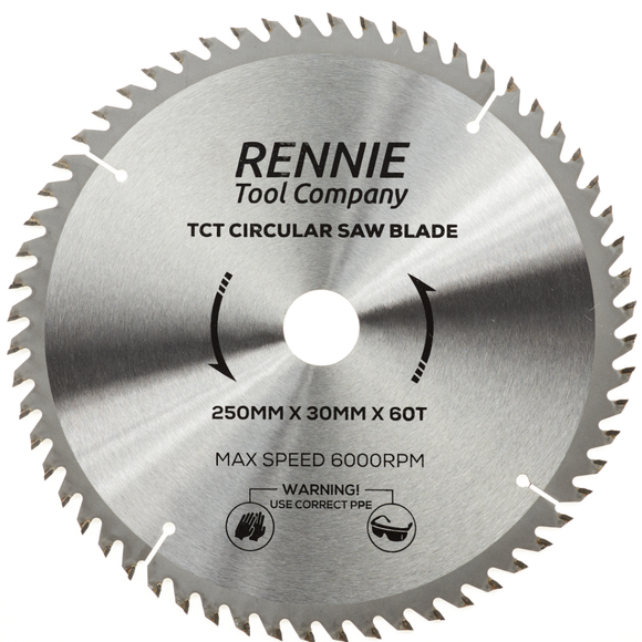 250mm x 60T TCT Circular Wood Saw Blade. Fits Bosch Makita Dewalt Circular Saws Etc