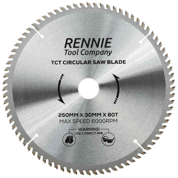 250mm x 80T TCT Circular Wood Saw Blade. Fits Bosch Makita Dewalt Circular Saws Etc