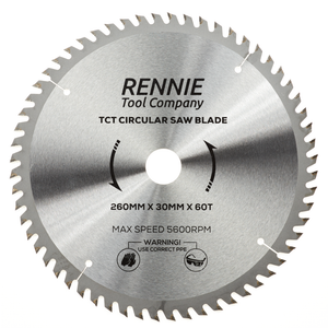 260mm x 60T TCT Circular Saw Blade - Compatible with Dewalt