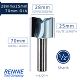 1/2" Shank TCT Straight Flute Router Bit (Sizes 19mm - 50.8mm) - Metric Sizes Fits Makita Festool Dewalt Trend Routers