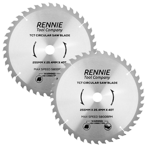 2 Pack - 255mm x 25.4mm Bore x 40T TCT Circular Wood Saw Blades Fits Evolution Saws & Evolution Rage Saws