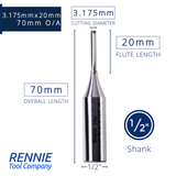 1/2" Shank TCT Straight Flute Router Bit (Sizes 2mm - 18mm)  - Metric Sizes Fits Makita Festool Dewalt Trend Routers