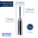 1/2" Shank TCT Straight Flute Router Bit (Sizes 2mm - 18mm)  - Metric Sizes Fits Makita Festool Dewalt Trend Routers