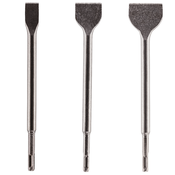 Set Of 3 - SDS Plus 20mm/40mm/50mm Wide Spade Chisels x 250mm Long