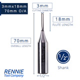 1/2" Shank TCT Straight Flute Router Bit (Sizes 2mm - 18mm)  - Metric Sizes Fits Makita Festool Dewalt Trend Routers