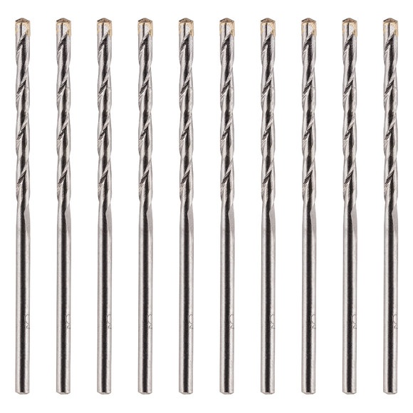 Pack Of 10 - TCT Tipped Masonry Drill Bits Straight Shank