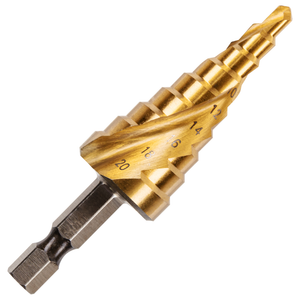 4-20mm HSS Step Drill Bit Titanium (TIN) Coated / Spiral Flute Cone Cutter