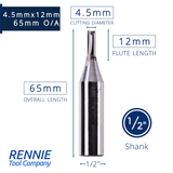 1/2" Shank TCT Straight Flute Router Bit (Sizes 2mm - 18mm)  - Metric Sizes Fits Makita Festool Dewalt Trend Routers