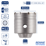 TCT Core Drill Bits Sets With Hex Shank Adapter