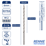 1 x DIN1869 HSS Extra Long Series Jobber Drill Bit M2 Fully Ground