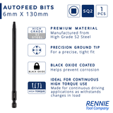 SQ2 x 130mm Autofeed Screwdriver Bits For SENCO DuraSpin DS200 DS202 DS205 EA0122 and TYREX D404-14V