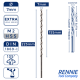 1 x DIN1869 HSS Extra Long Series Jobber Drill Bit M2 Fully Ground