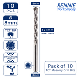 Pack Of 10 - TCT Tipped Masonry Drill Bits Straight Shank