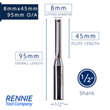 1/2" Shank TCT Straight Flute Router Bit (Sizes 2mm - 18mm)  - Metric Sizes Fits Makita Festool Dewalt Trend Routers