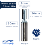 1/2" Shank TCT Straight Flute Router Bit (Sizes 2mm - 18mm)  - Metric Sizes Fits Makita Festool Dewalt Trend Routers