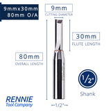 1/2" Shank TCT Straight Flute Router Bit (Sizes 2mm - 18mm)  - Metric Sizes Fits Makita Festool Dewalt Trend Routers