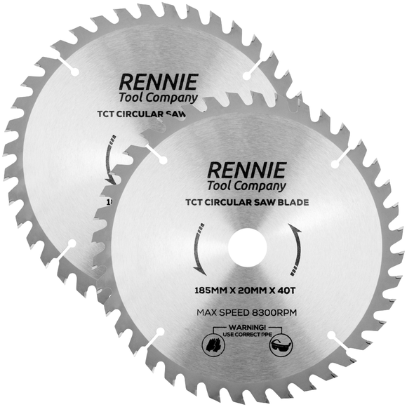 2 Pack - 185mm x 20mm Bore x 40T TCT Saw Blade Fits Evolution Rage Circular Saws