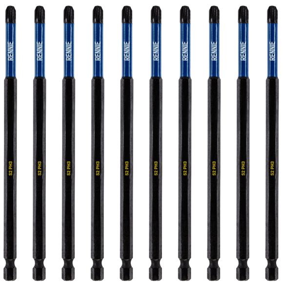 10 Pack PH3 x 150mm Extra Long Magnetic Impact Screwdriver Bits Set Phillips #3
