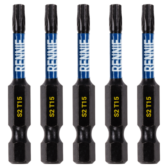 5 Pack - T15 Torx 50mm Long Magnetic Impact Screwdriver Bits Set TX15