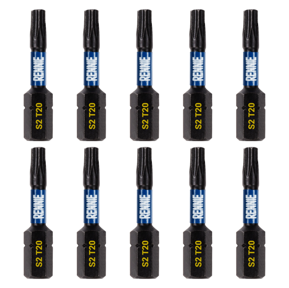 10 Pack - T20 Torx 32mm Long Magnetic Impact Screwdriver Bits Set TX20