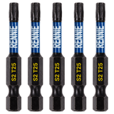 5 Pack - T25 Torx 50mm Long Magnetic Impact Screwdriver Bits Set TX25